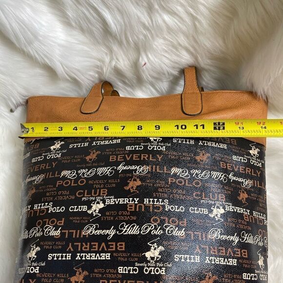 Beverly Hills polo club two tones Brown  faux leather tote/shoulder bag - Picture 9 of 11